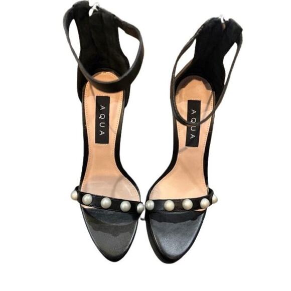 AQUA by Bloomingdales Salto Alto Pearl Stiletto Heels in Black – Size 6B - Picture 3 of 9